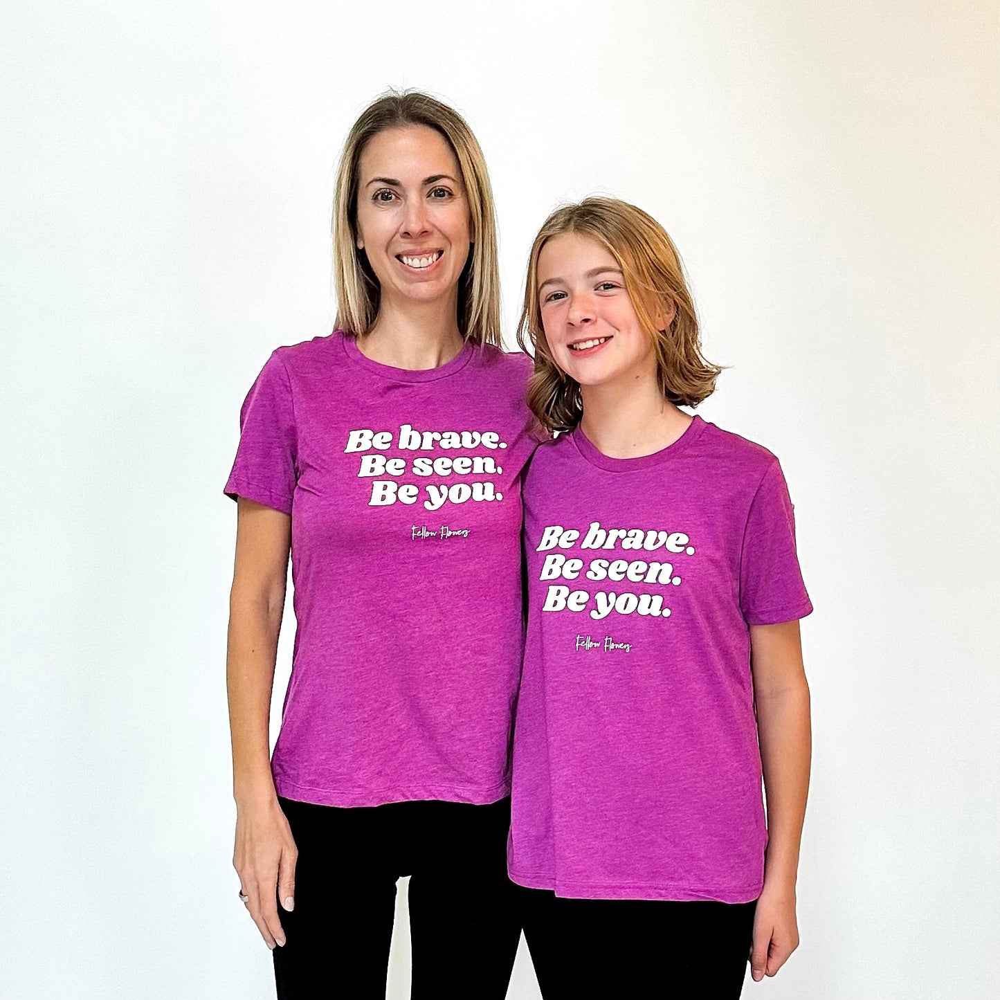 Be Brave Youth Tee - Magenta and Charcoal