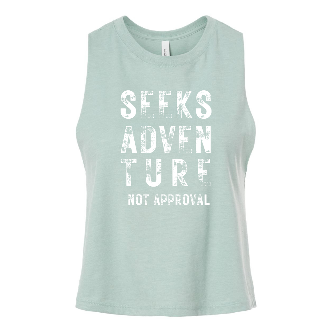 Seeks Adventure, Not Approval Cropped Tank