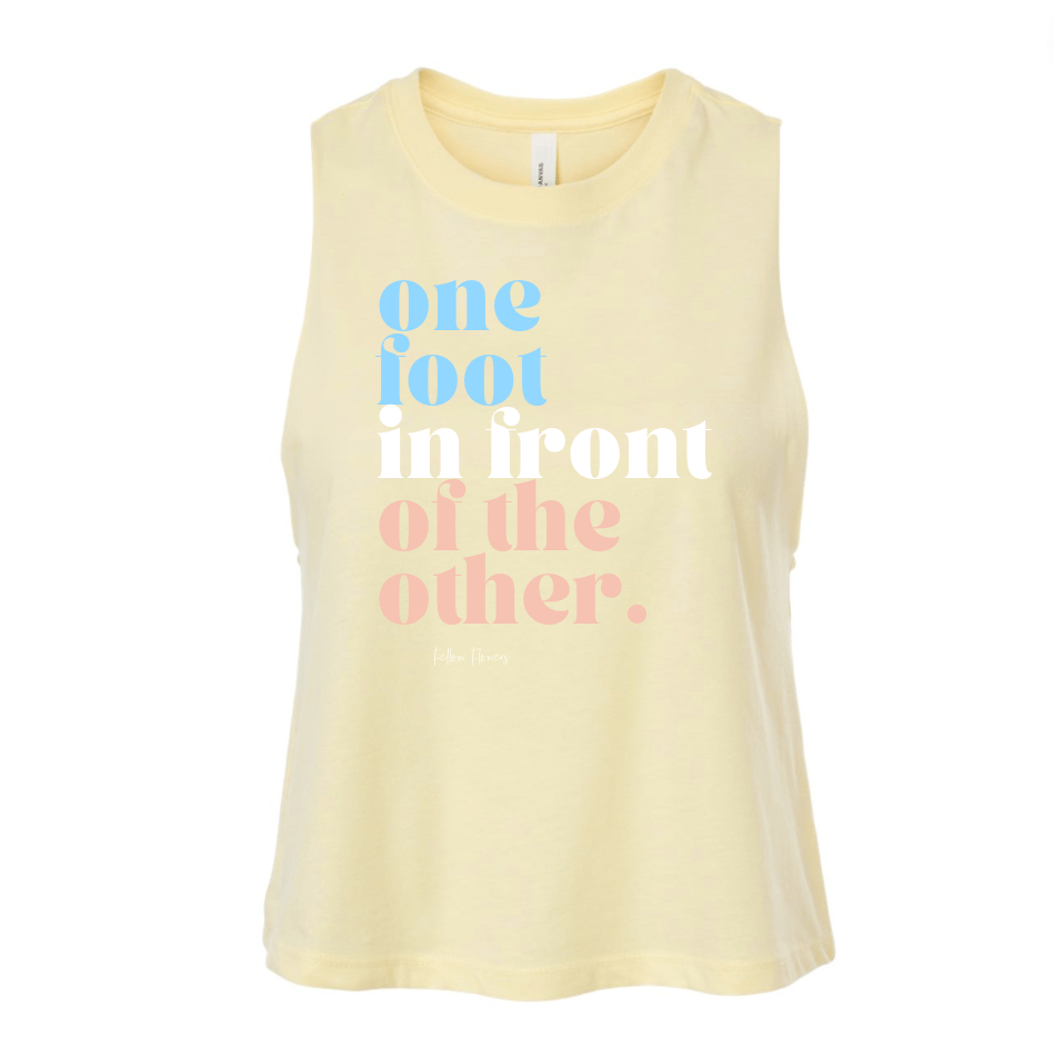 One Foot in Front of the Other Cropped Tank