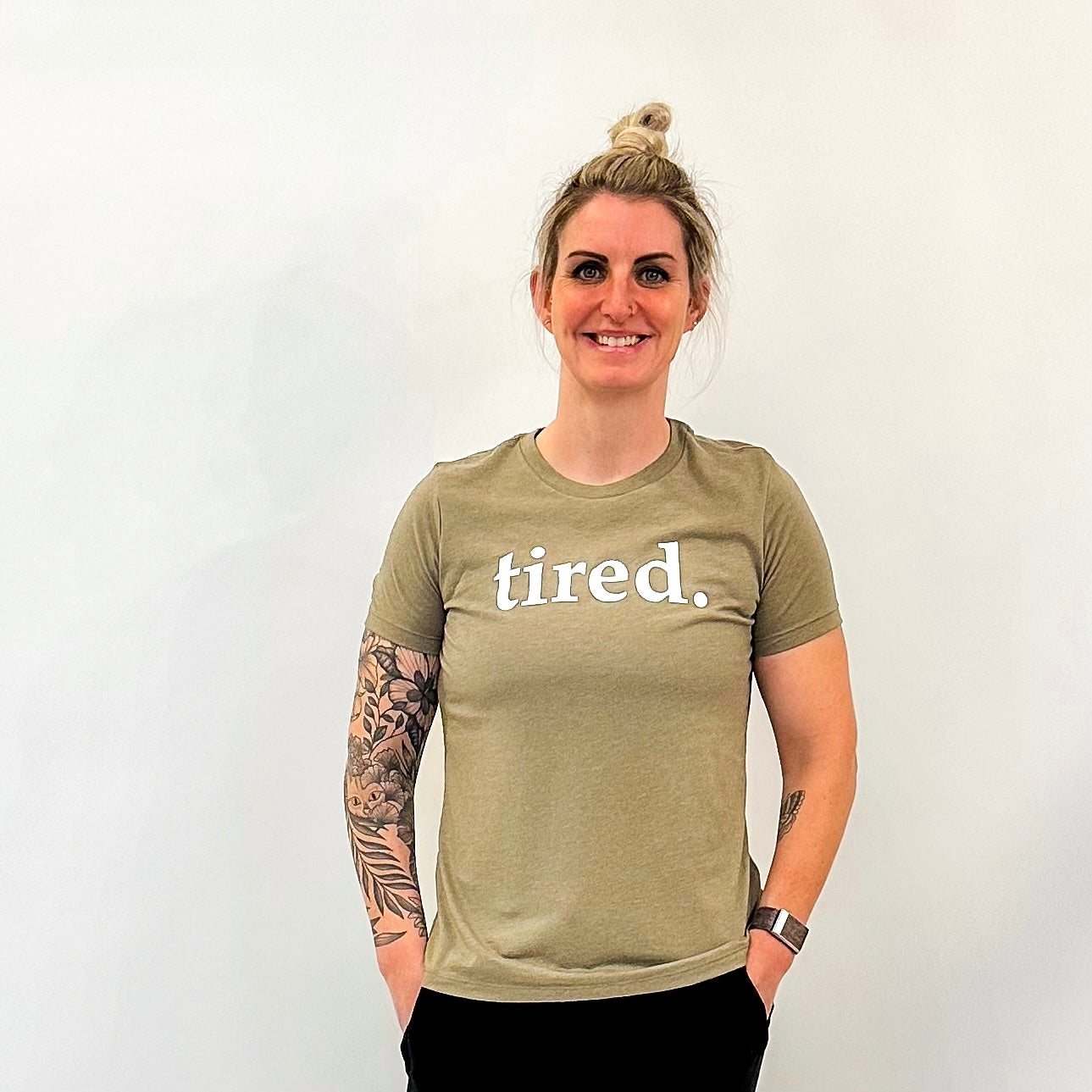 Tired Tee – Black and Olive